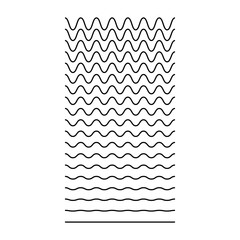 Set of wavy, curvy, zigzag horizontal lines. Vector simple new design element
