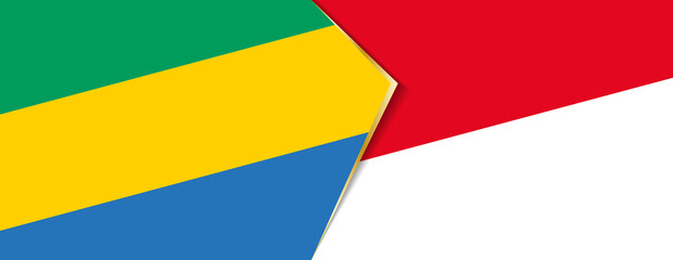 Gabon and Indonesia flags, two vector flags.