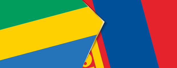Gabon and Mongolia flags, two vector flags.