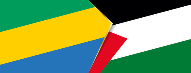 Gabon and Palestine flags, two vector flags.