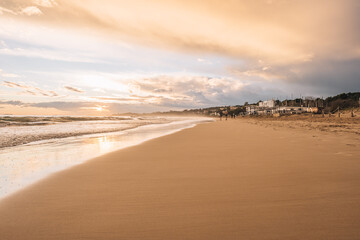 Sunset on the beach in Europe,Spain,Catalonia,Tarragona,Platja Llarga