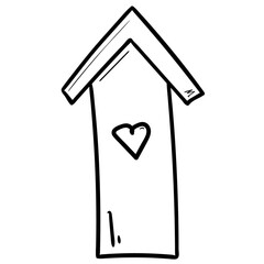Cute Hand Drawn House in the doodle style. Stay Home, work in home. Hygge, Scandinavian style hose icon. Slow living. Isolated on a white background