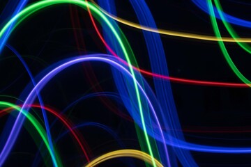 Abstract Rainbow Glow Waves Background