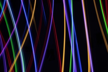 Abstract Rainbow Colored Lines Glow Background