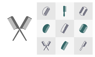 Set of Hair comb icon logo design vector template, Fashion icon concepts, Creative design