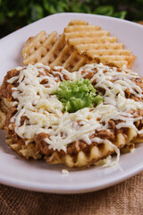 
Colombian fast food. mixed meat sandwich, with fresh vegetables