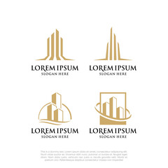 Set Real Estate Logo. Luxury Logo. Construction Architecture Building Logo Design Template Element	