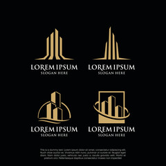 Set Real Estate Logo. Luxury Logo. Construction Architecture Building Logo Design Template Element	