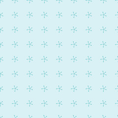 Little Flakes in grid on light blue background seamless vector repeat pattern surface design
