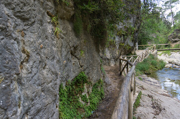 view of the source of the river Borosa located in the Natural Park of the Sierras de Cazorla, Segura and las Villas, Andalucia, Spain.