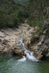 view of the source of the river Borosa located in the Natural Park of the Sierras de Cazorla, Segura and las Villas, Andalucia, Spain.
