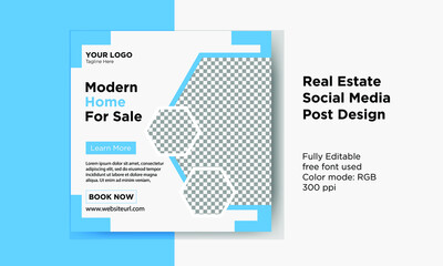 Modern Elegant home for sale real estate social media post template