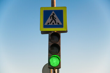 Traffic light at the pedestrian crossing