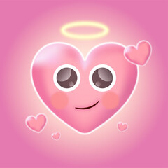 It is a cute pink heart with angel face congratulations on valentine's day emotion smile in the shape of a heart for valentines day 