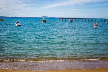 Small fishing boats in the picturesque town of Moeraki on New Zealand&rsquo;s south island.