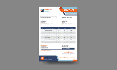 Invoice template, corporate, Vector template, billing template for business