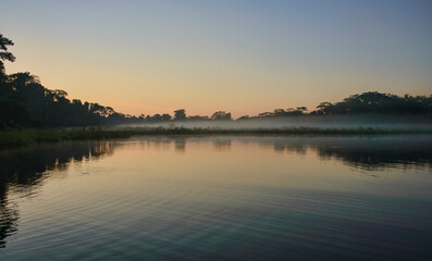Fototapeta na wymiar Lake Chimbadas at sunrise, Tambopata National Reserve, Peruvian Amazon