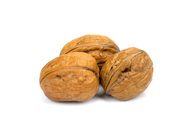 noix en gros plan isolé sur un fond blanc