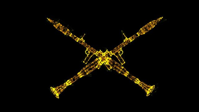 Anti-tank rocket propelled grenade launcher - RPG 7. Wireframe low poly mesh technology. Available in 4K FullHD and HD video