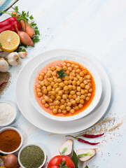 Traditional Turkish Chickpea Food. The classic non-meat cooking method.