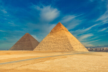 Obraz na płótnie Canvas The famous pyramids at Giza in Egypt