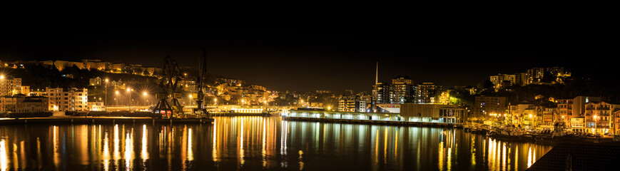 Fototapeta na wymiar Panoramic view at night of the Port of Pasaia, Guipuzcoa, Spain