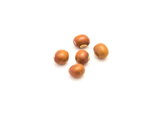 Five winged beans (Psophocarpus tetragonolobus) isolated on white background