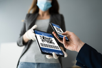 Customer Scanning Online Menu Code With Smartphone