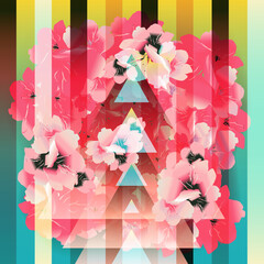 Spring flowers,  sakura blossom vector illustration. Floral spring frame. Decorative floral element.