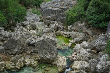 view of the source of the river Borosa located in the Natural Park of the Sierras de Cazorla, Segura and las Villas, Andalucia, Spain.