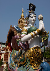 Beautiful statue at the entrance of a temple in Chiang Mai