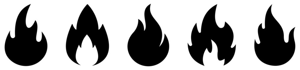 Fire flames icon set. Logo design fire. Vector illustration