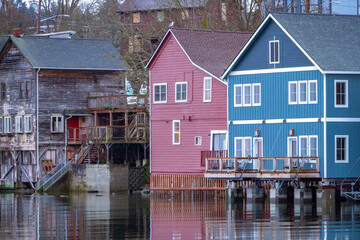 Buildings, nautical building, harbor, wharf, old, vintage, sea, ocean, bay, houses, waterfront, coupville washington, town