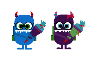 süße Monster mit Schultüten für Kinder