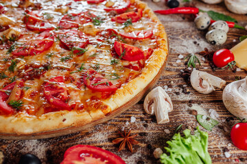 fresh pizza on the boards