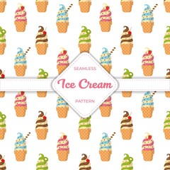 Seamless pattern design vector ice cream flat pastel colorful summer