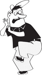 Cartoon man scared of shocked, EPS 8 vector illustration, no white objects, black silhouette only 