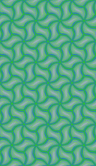 Seamless background with blue green ornament, geometric shapes, rays, swirls and lines.