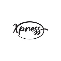 Logistic Company Logo Vector Express oval, hand lettering circle rounded typography