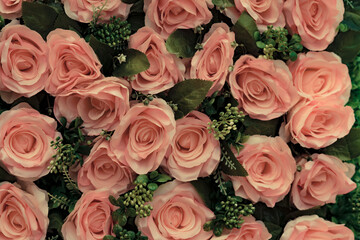 Obraz na płótnie Canvas Valentine day background. Vintage filter of bouquet roses flower background.