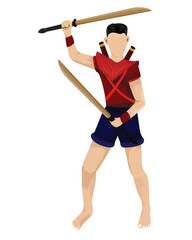 Ancient strong man warrior cartoon shape vector design