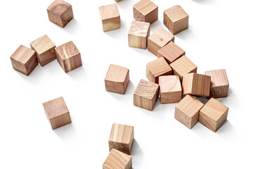 Obraz premium Wooden toy cubes on white