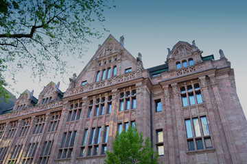 The old building is a symbol of the steel industry with numerous sculptures