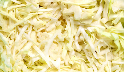 Fresh chopped white cabbage close-up. Proper nutrition products.