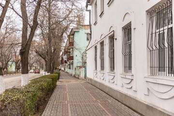 Fototapeta premium One of the central streets of the city of Feodosia. Fedko Street in Feodosia.