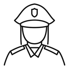 Woman policeman icon. Outline woman policeman vector icon for web design isolated on white background