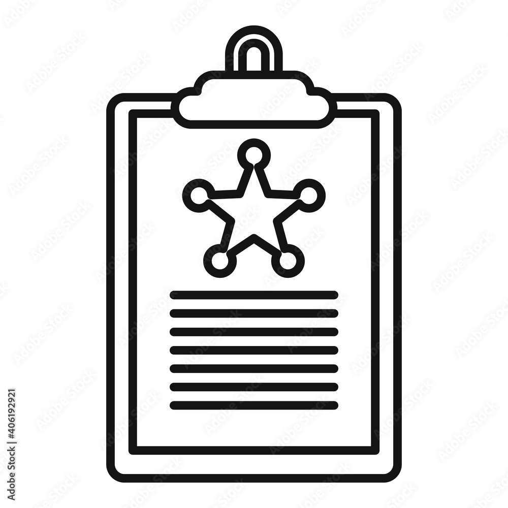 Poster policeman clipboard icon. outline policeman clipboard vector icon for web design isolated on white b