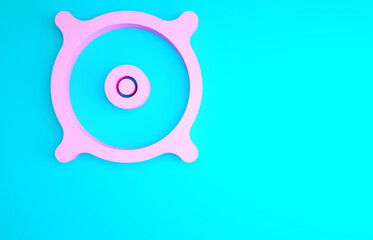 Pink Car audio speaker icon isolated on blue background. Minimalism concept. 3d illustration 3D render.