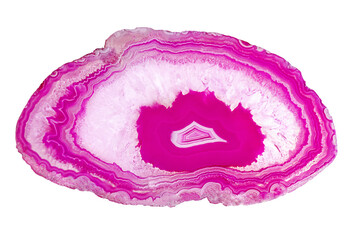 
Cross section of Pink Agate Crystal isolated on white background