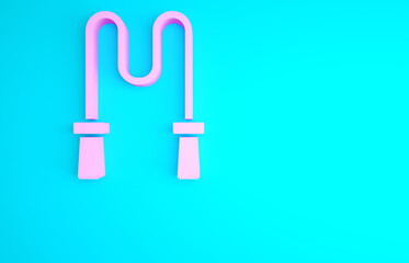 Pink Jump rope icon isolated on blue background. Skipping rope. Sport equipment. Minimalism concept. 3d illustration 3D render.